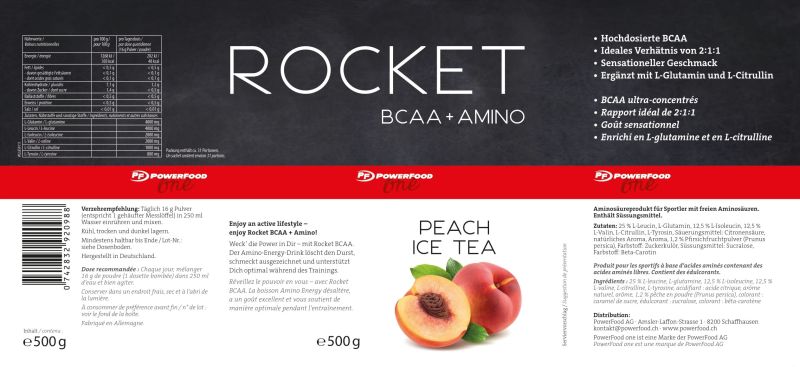 POWERFOOD ONE Rocket BCAA + Amino - 500g Dose