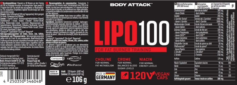 BODY ATTACK Lipo 100 - 120 Kapseln