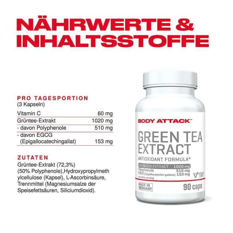 BODY ATTACK Green Tea Extract - 90 Kapseln