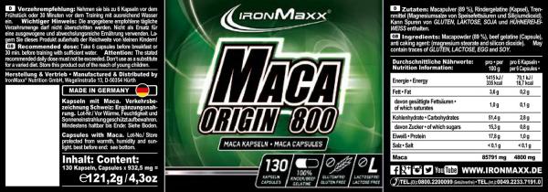 IRONMAXX Maca Origin 800 - 130 Kapseln