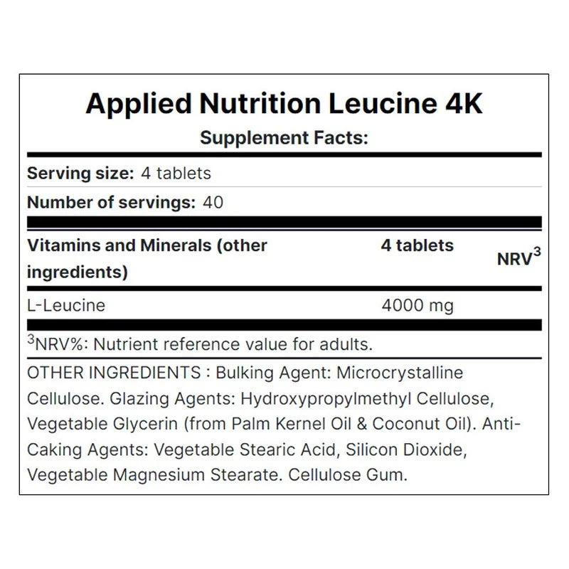 APPLIED NUTRITION Leucine 4K 4000mg L-Leucine - 180 Caps/Kapseln