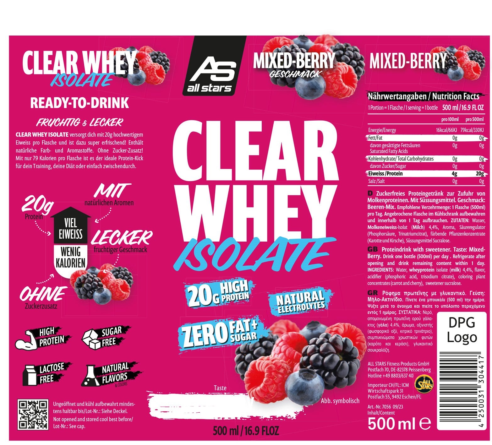 ALL STARS Clear Whey Isolate - Mixed Berry