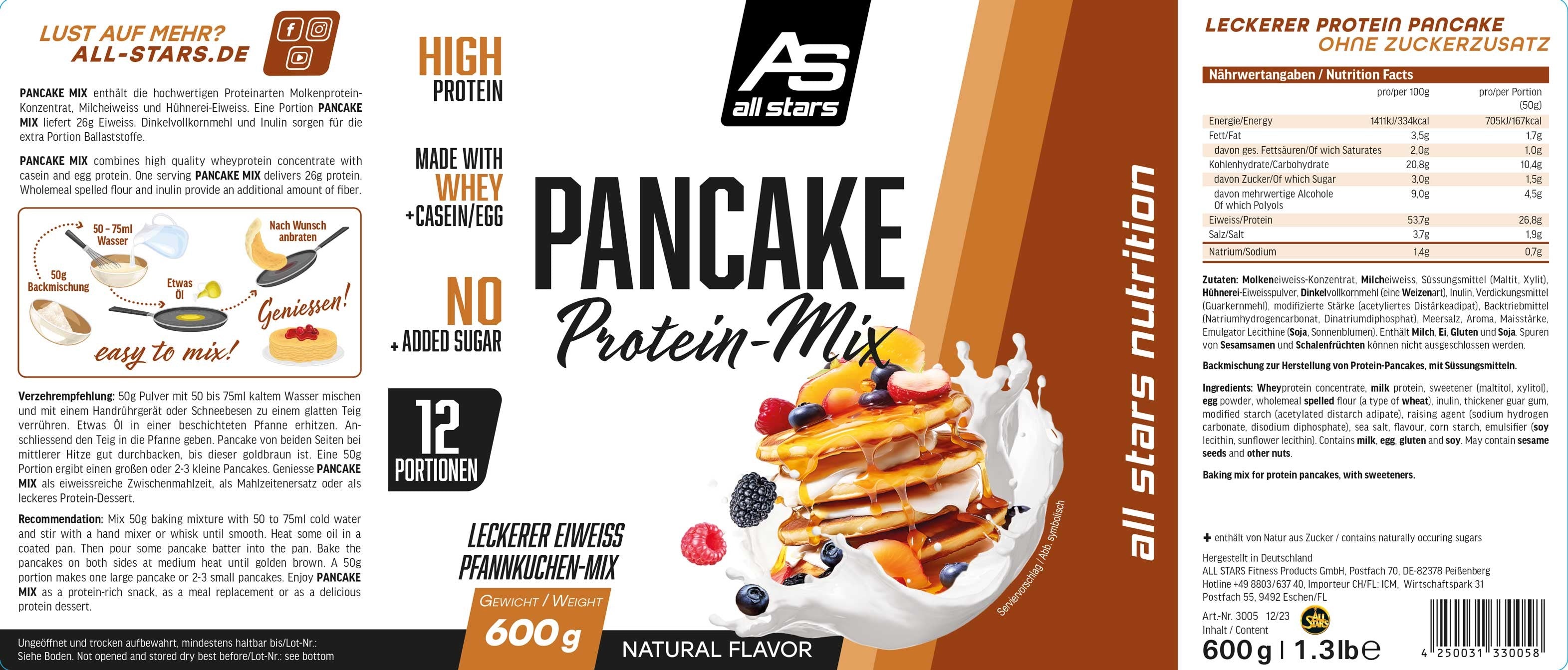 ALL STARS Protein Pancake - 600g (12 Port.)