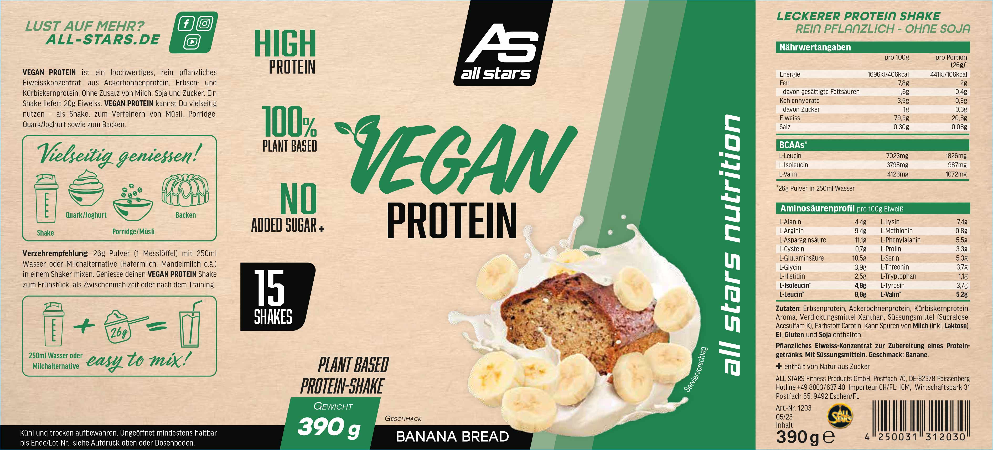 ALL STARS Vegan Protein - 390g (15 Port.)