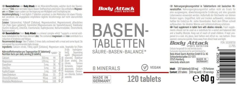 BODY ATTACK Basentabletten - 120 Tabletten