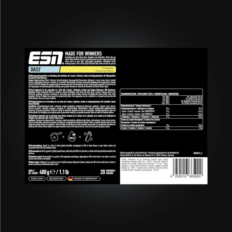 ESN Daily Collagen Peptides L-Glutamine Creatine - 480g Dose