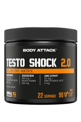 BODY ATTACK Testo Shock 2.0 - 90 Vegane Maxi Kapseln