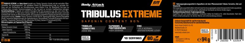 BODY ATTACK Tribulus Extreme - 80 Caps/Kapseln