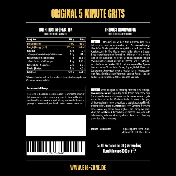 BIG ZONE Grits (Maisgriess) - 3000g