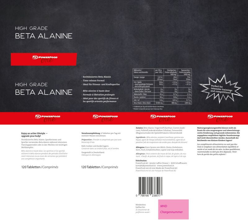 POWERFOOD ONE High Grade Beta Alanine - 120 Tabletten